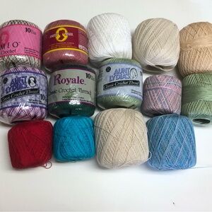 Assorted Crochet Thread Collection Lot of 14 balls of crochet thread Great value